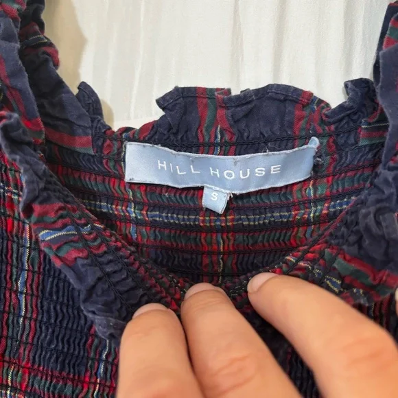 Hill House The Nap Dress Plaid Ruffles Smocked Sz Small - Picture 2 of 9